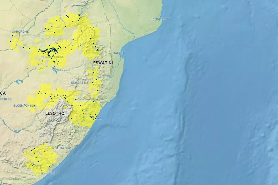 Kalanchoe thyrsiflora Native Range