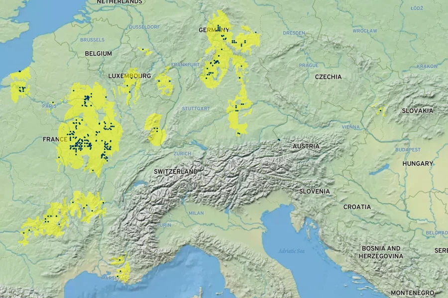Karpatiosorbus ×hybrida Native Range