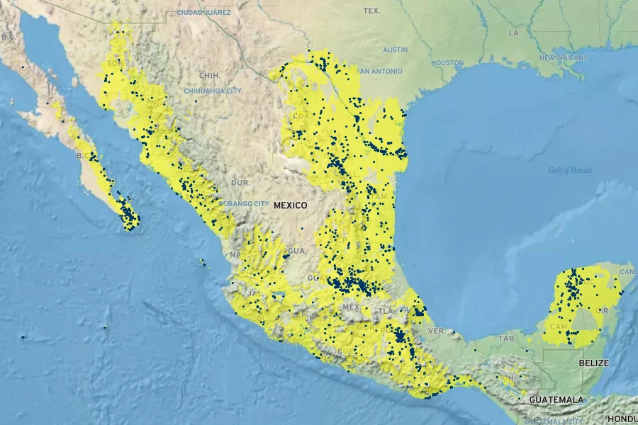 Karwinskia humboldtiana Native Range