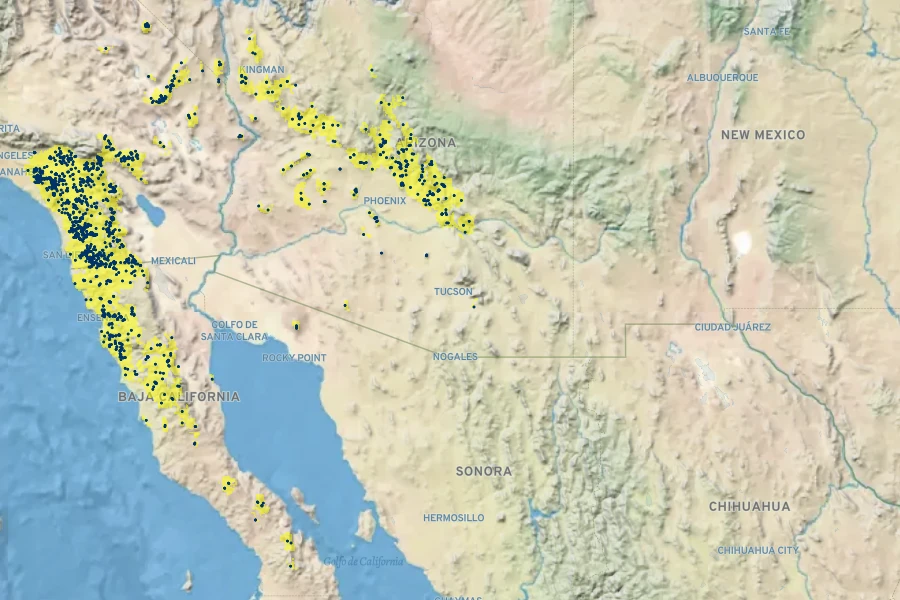 Keckiella antirrhinoides Native Range