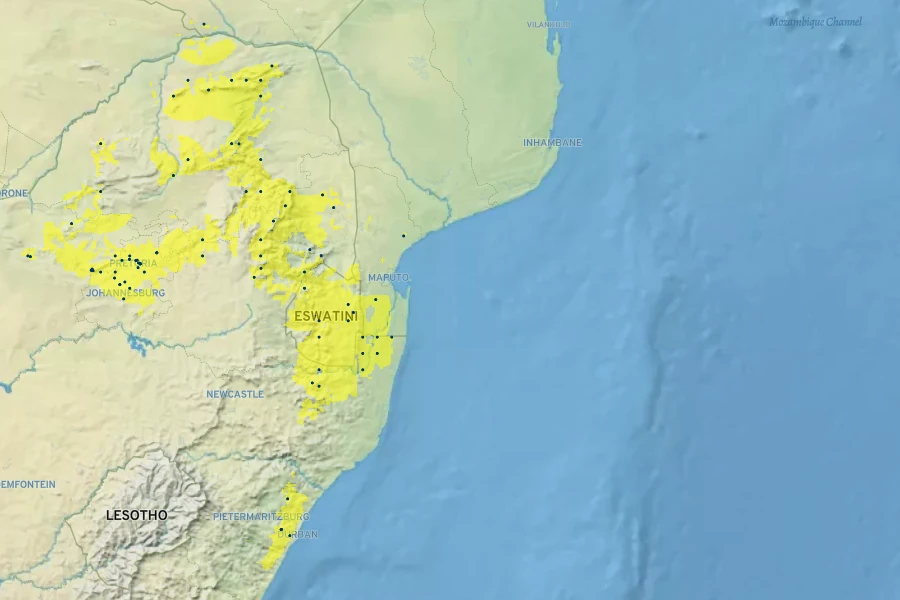 Kleinia barbertonica Native Range