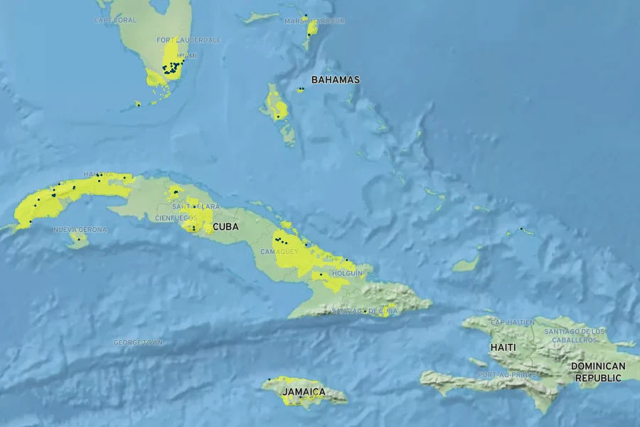Koanophyllon villosum Native Range