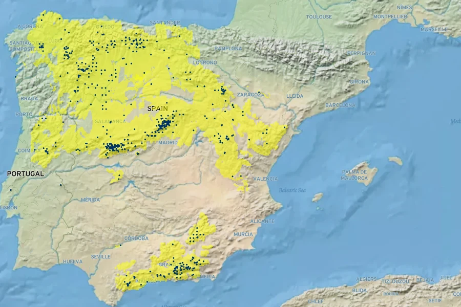 Koeleria crassipes Native Range