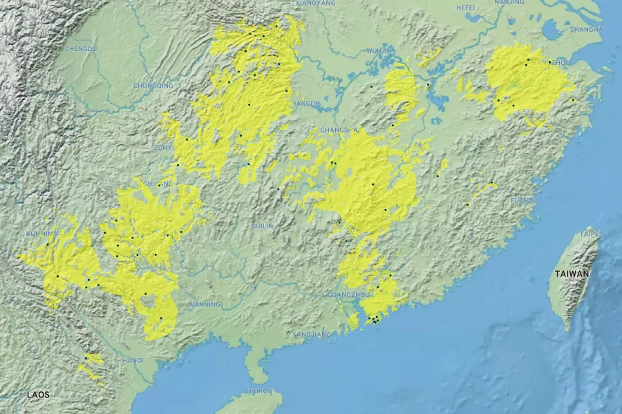 Koelreuteria bipinnata Native Range