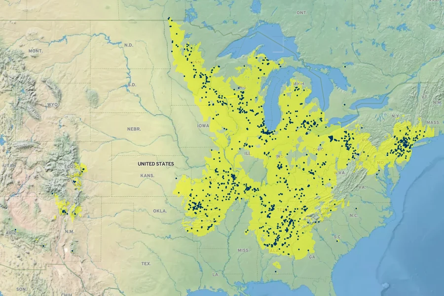 Krigia biflora Native Range