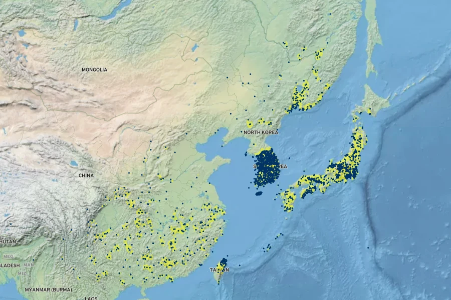 Kummerowia striata Native Range