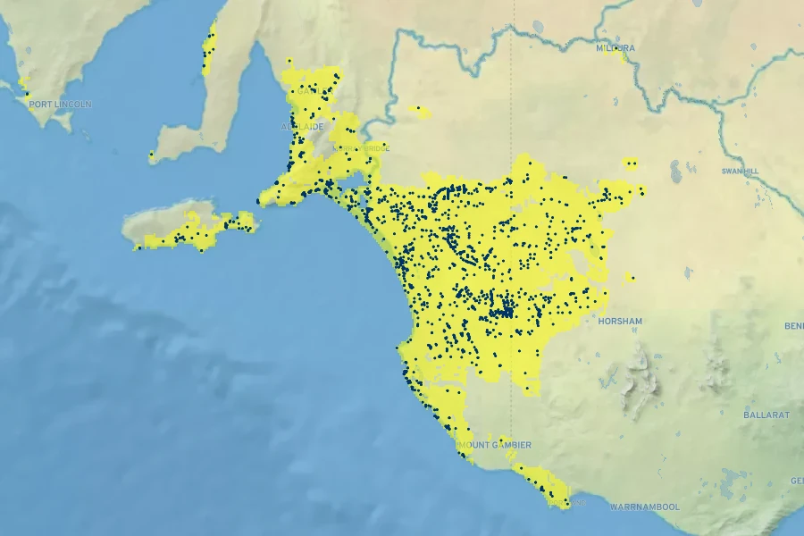 Kunzea pomifera Native Range