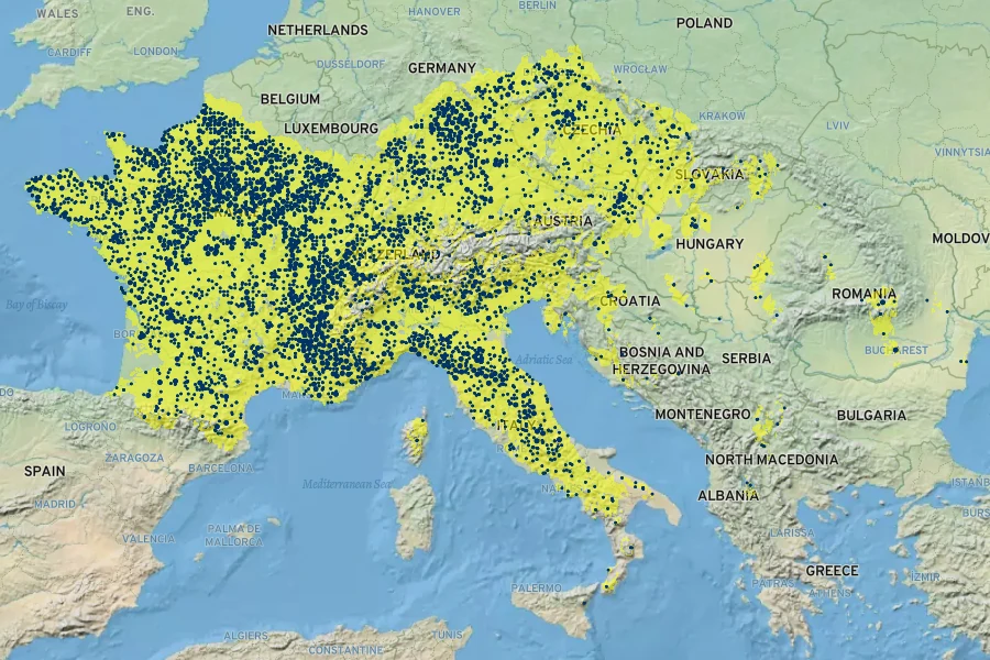 Laburnum anagyroides Native Range