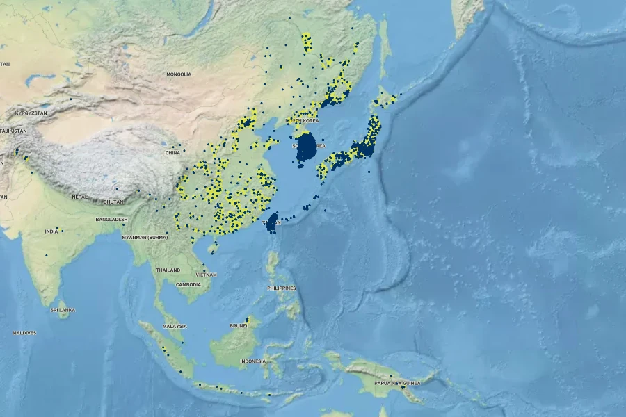 Lactuca indica Native Range