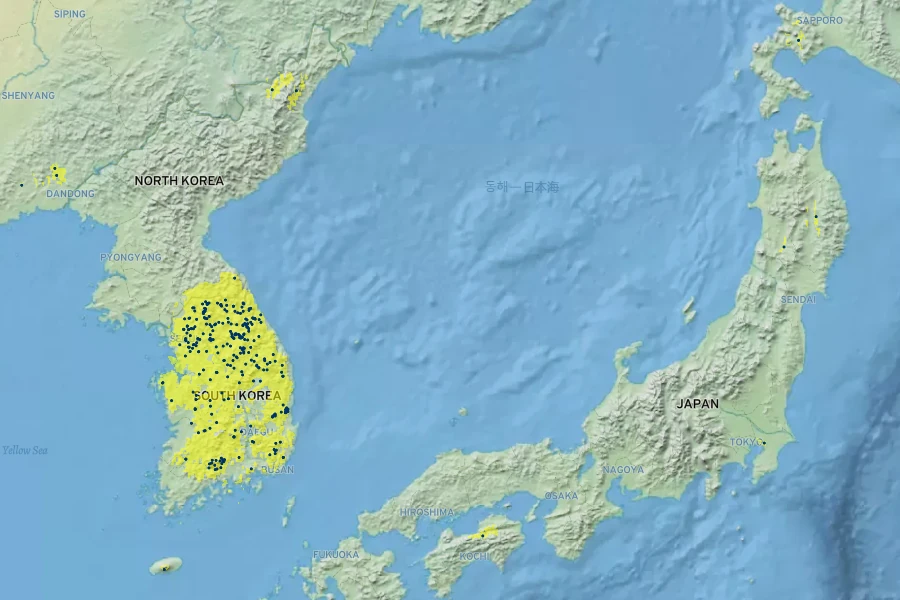 Lamprocapnos spectabilis Native Range