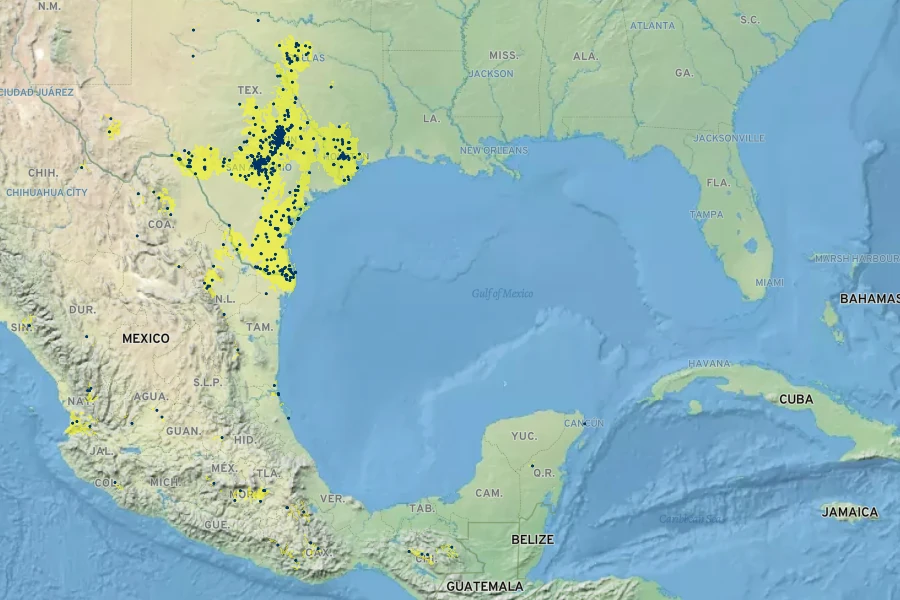 Lantana urticoides Native Range