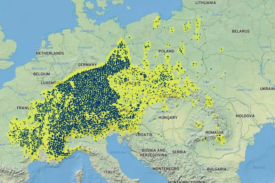 Larix decidua Native Range