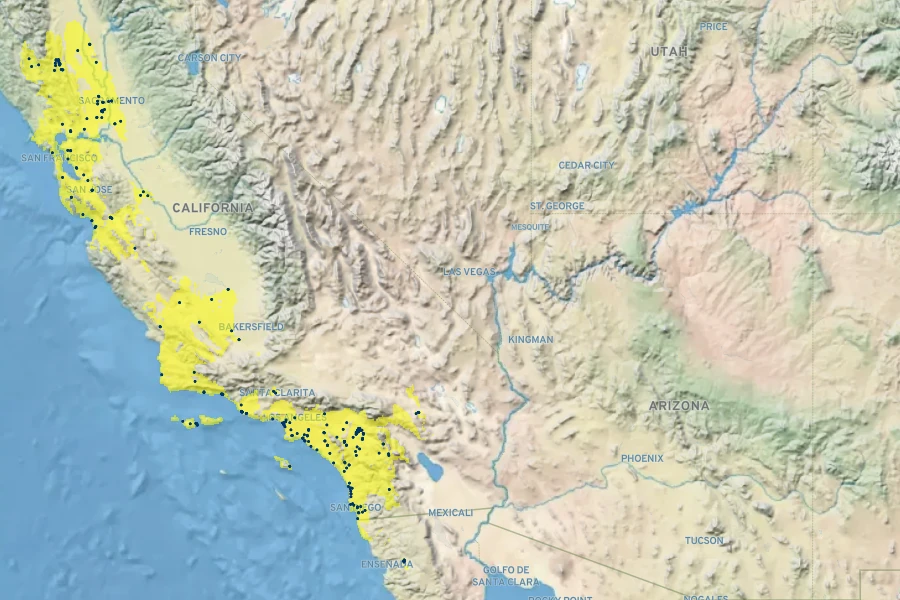 Lasthenia glabrata Native Range