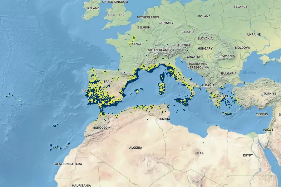 Lathyrus clymenum Native Range