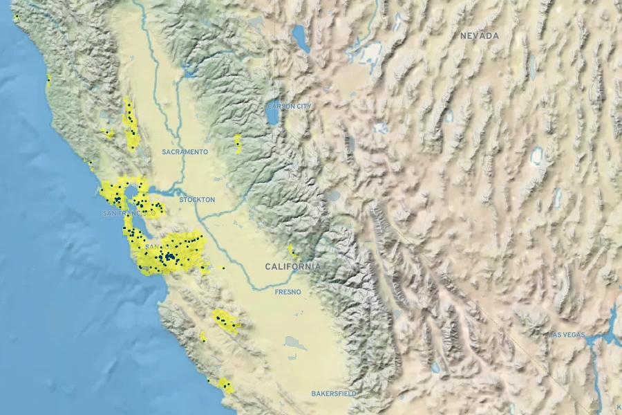 Layia gaillardioides Native Range
