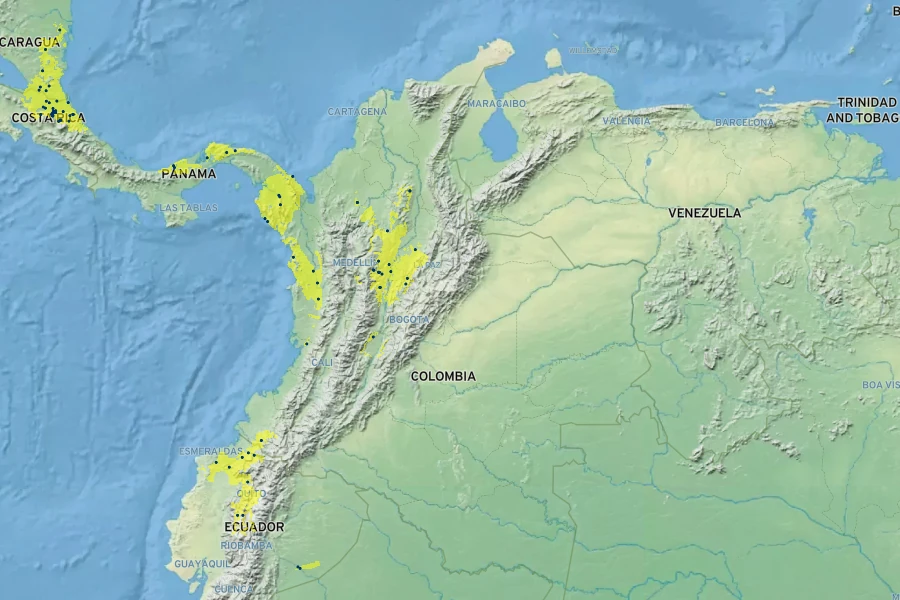 Lecythis ampla Native Range