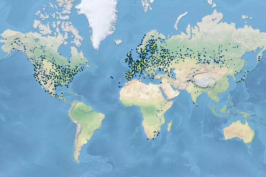 Lemna minor Native Range