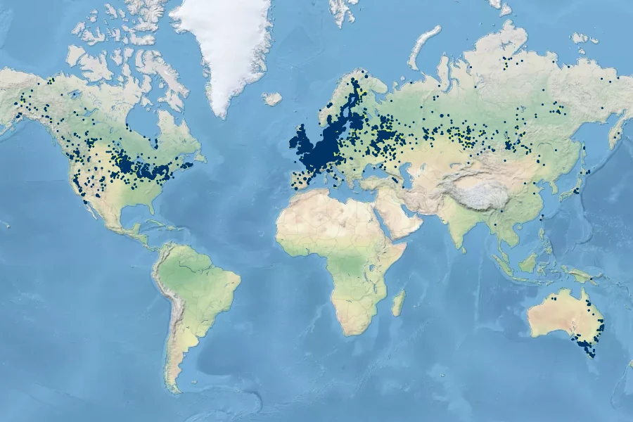 Lemna trisulca Native Range