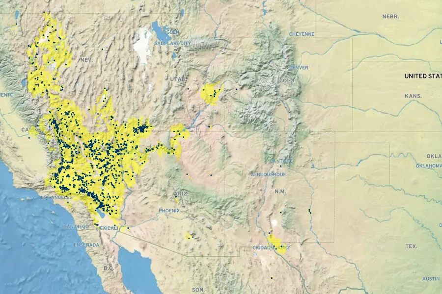 Lepidium fremontii Native Range