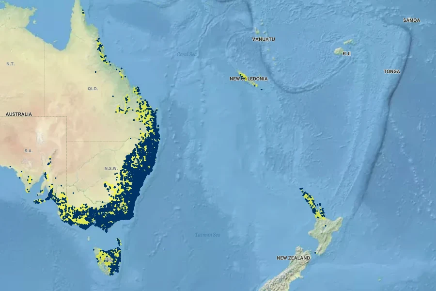 Lepidosperma laterale Native Range