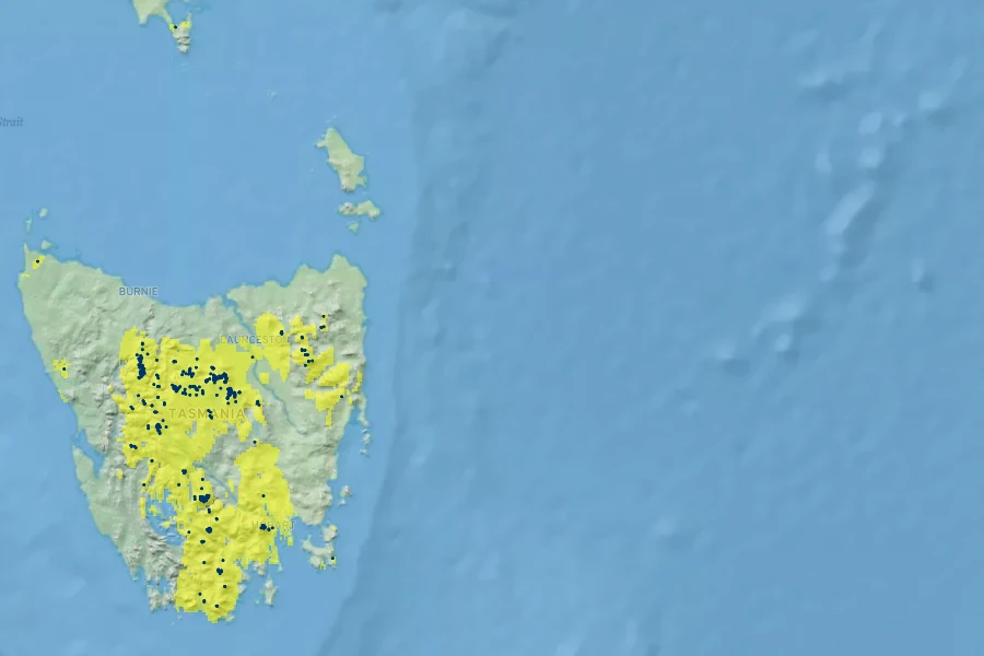 Leptospermum rupestre Native Range