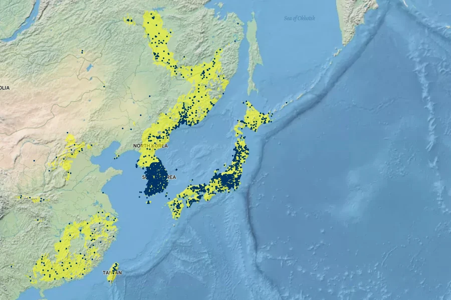 Lespedeza bicolor Native Range
