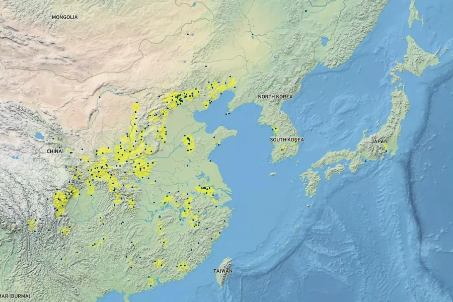 Lespedeza floribunda Native Range