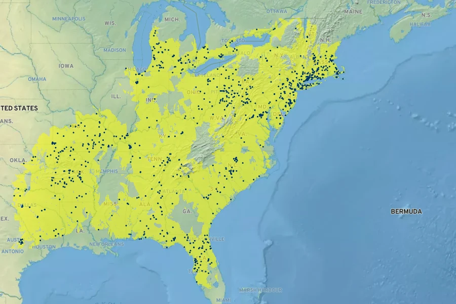 Lespedeza hirta Native Range
