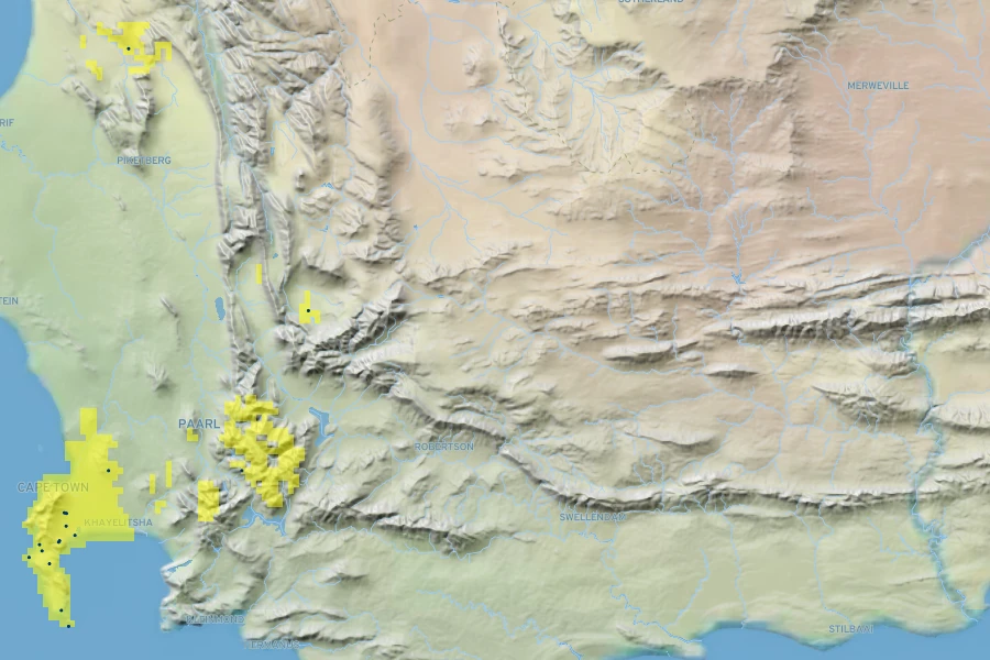 Leucadendron floridum Native Range