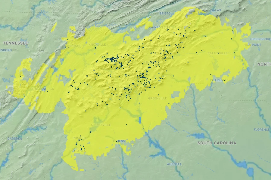Leucothoe fontanesiana Native Range