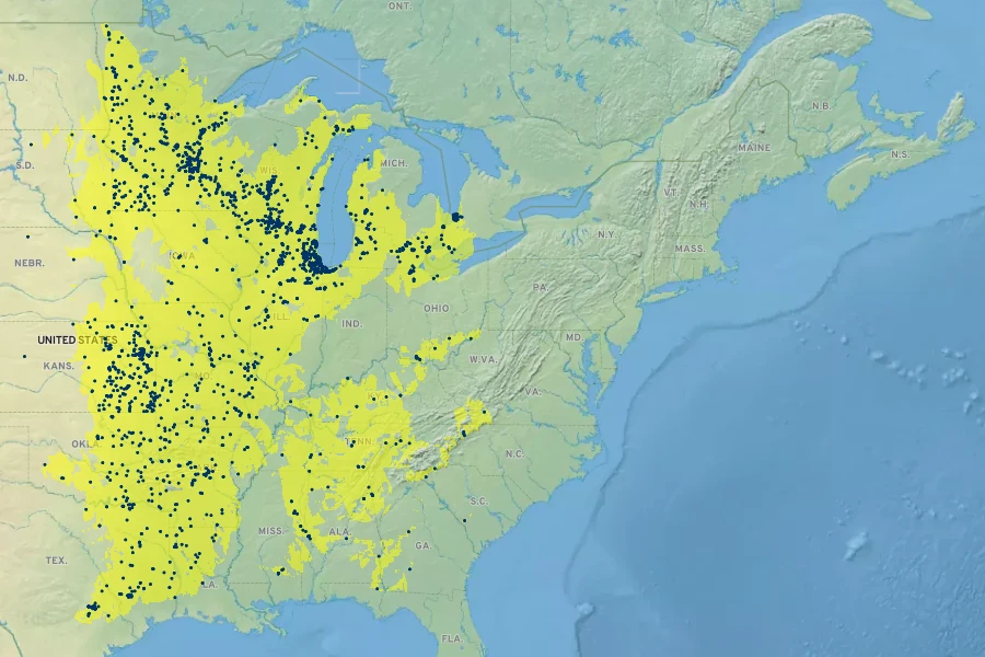 Liatris aspera Native Range