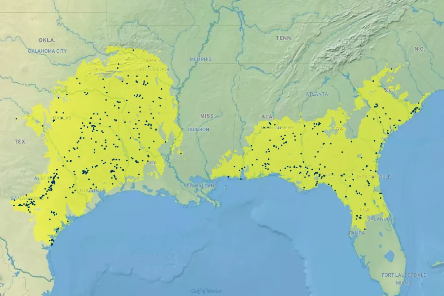 Liatris elegans Native Range