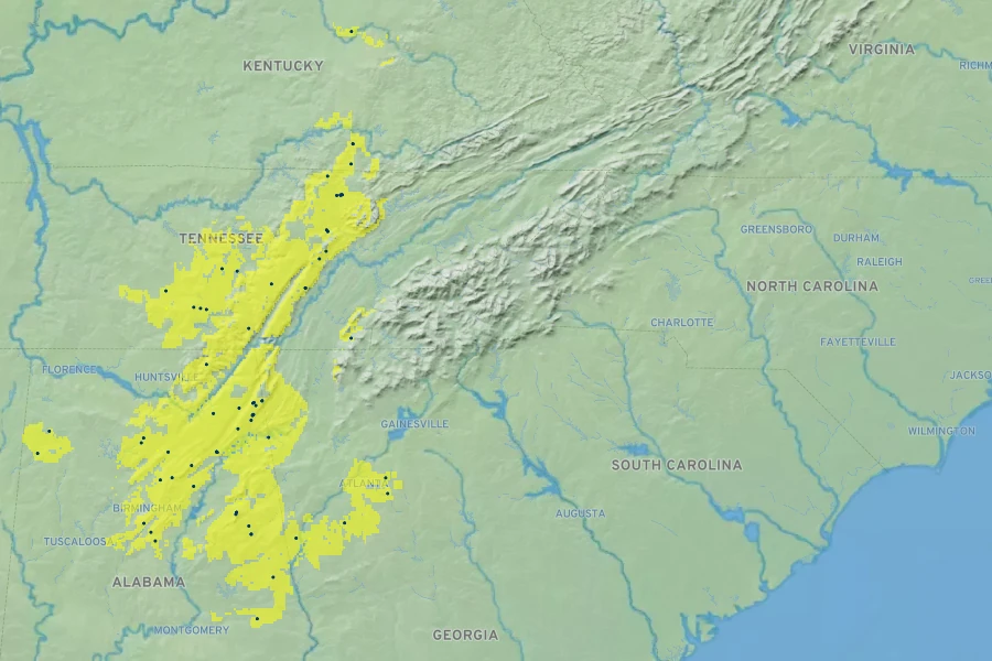 Liatris microcephala Native Range