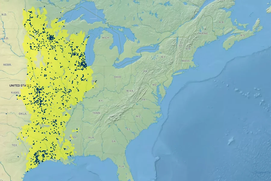 Liatris pycnostachya Native Range