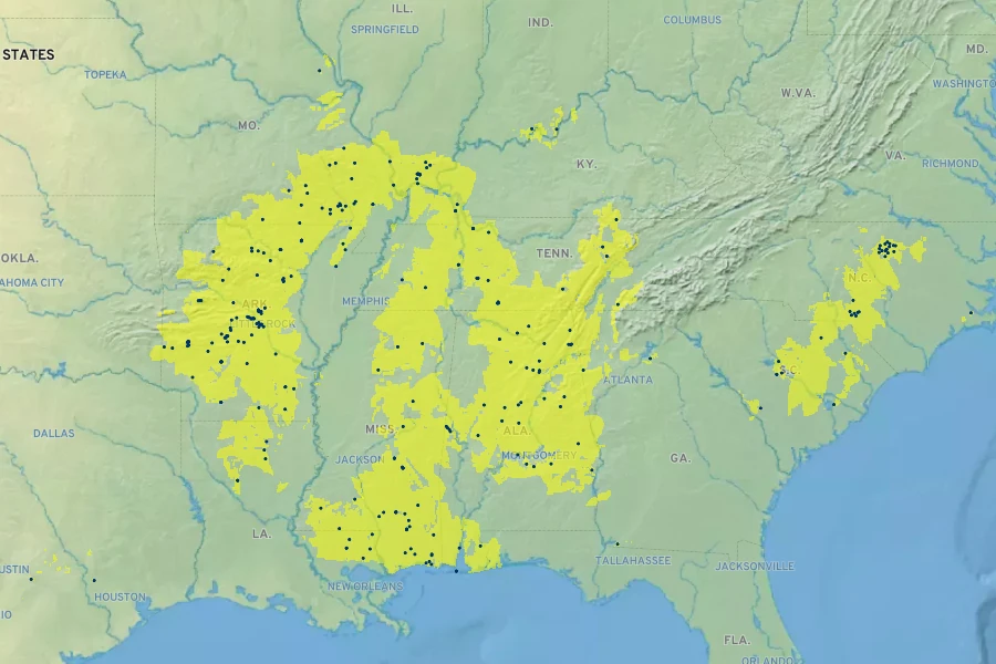 Liatris squarrulosa Native Range