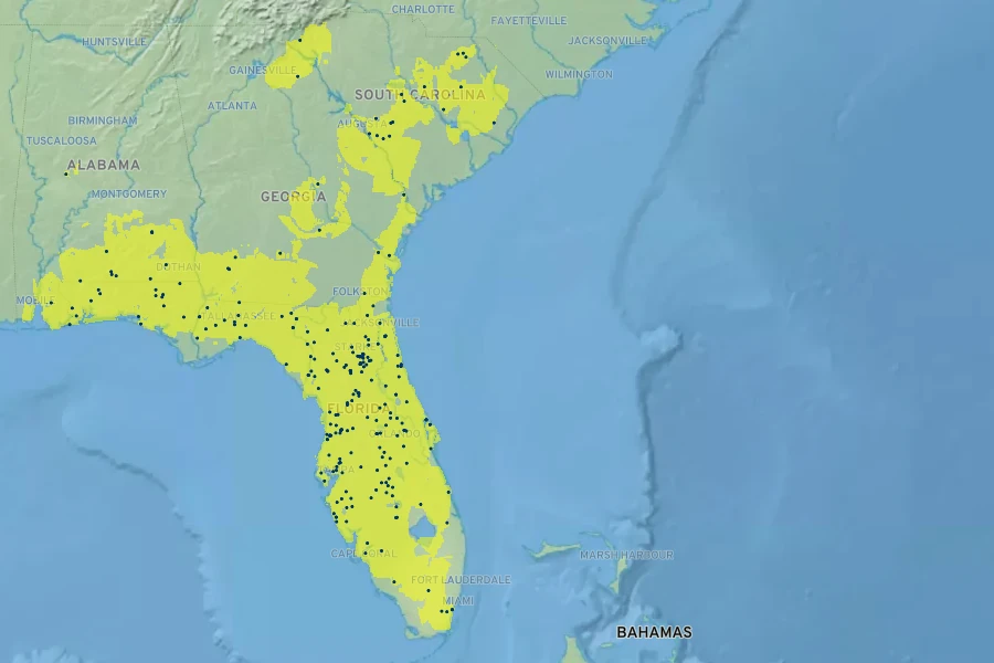 Liatris tenuifolia Native Range