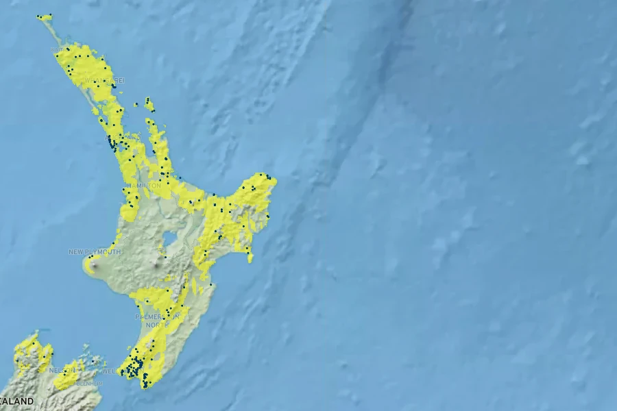 Libertia grandiflora Native Range