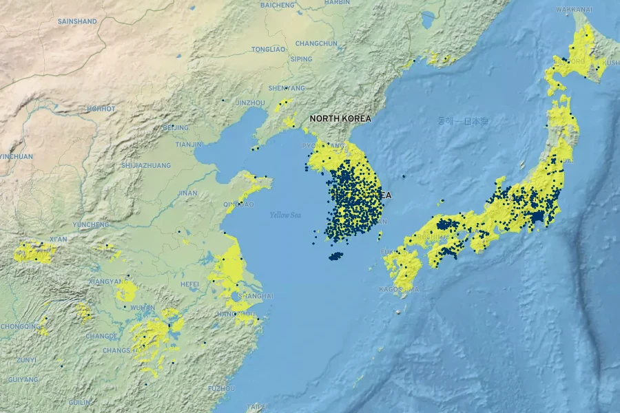 Ligustrum obtusifolium Native Range
