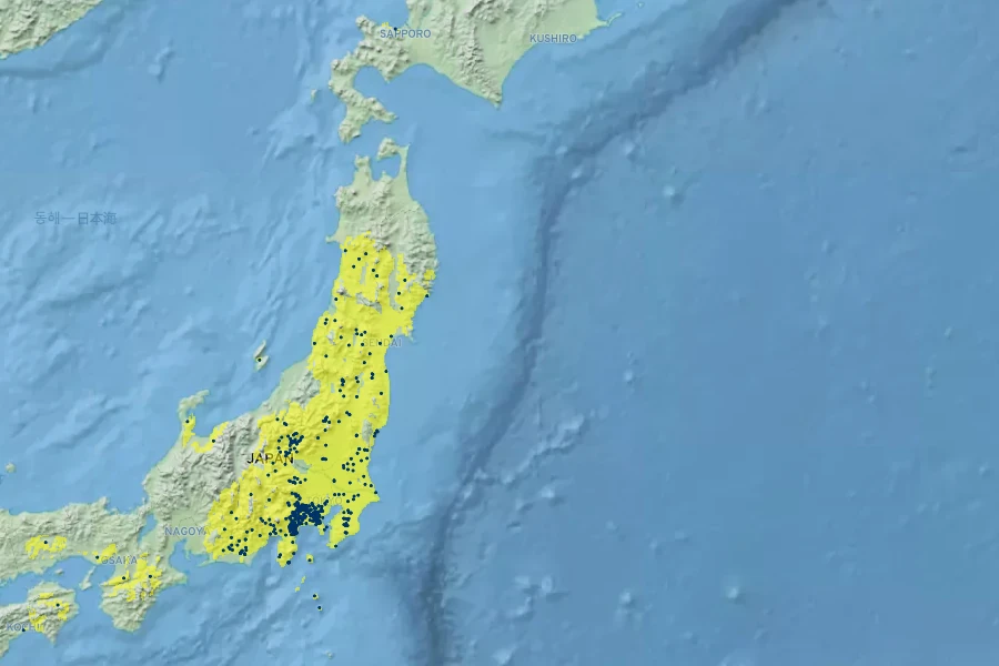 Lilium auratum Native Range