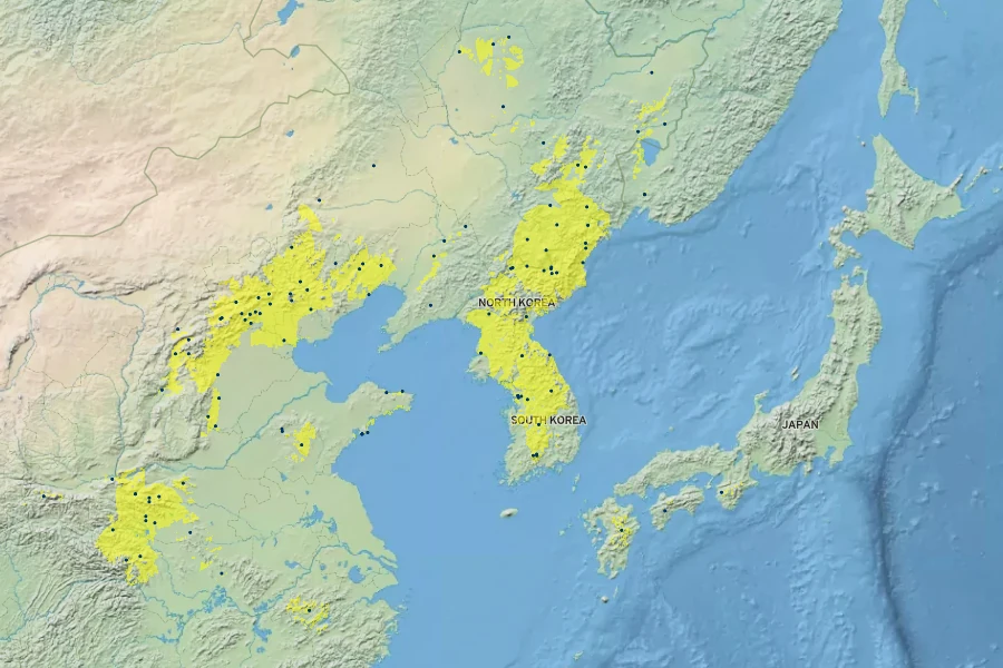 Lilium concolor Native Range