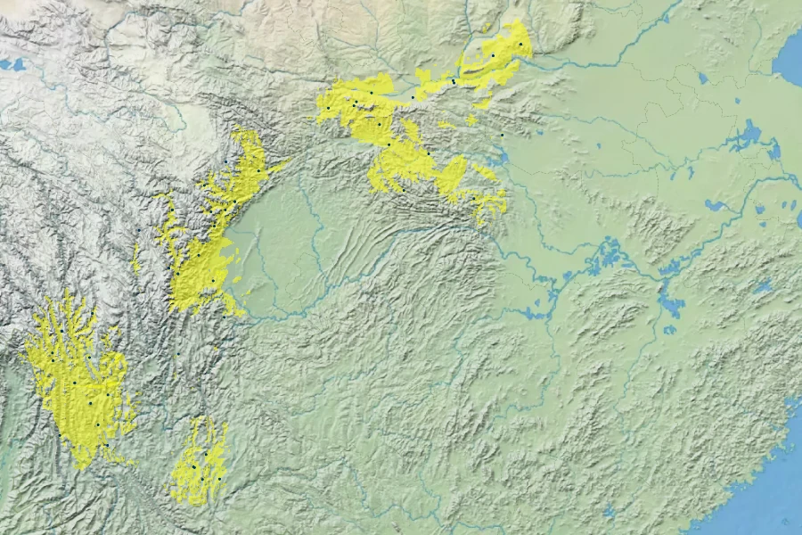 Lilium davidii Native Range
