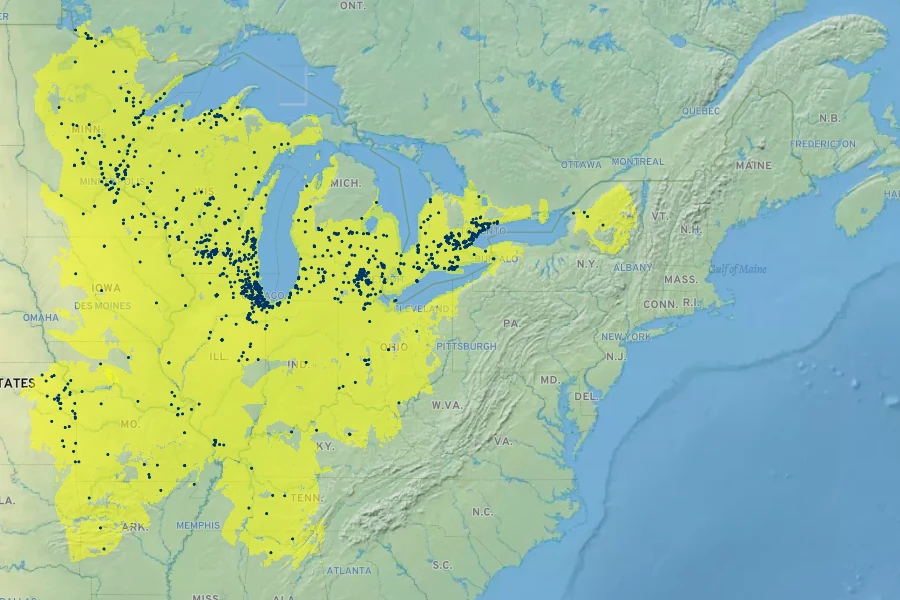 Lilium michiganense Native Range