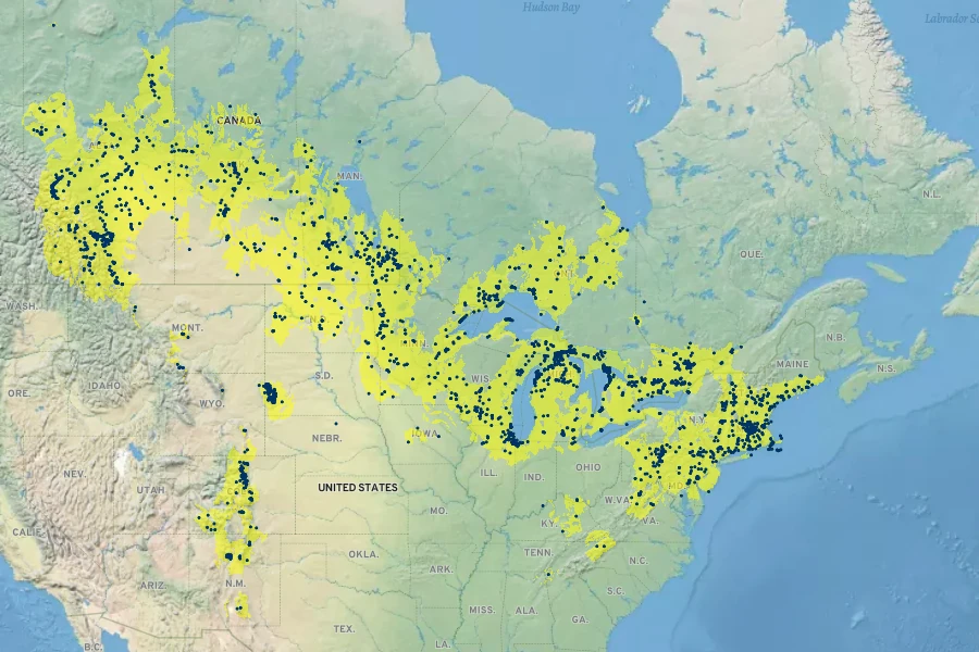 Lilium philadelphicum Native Range
