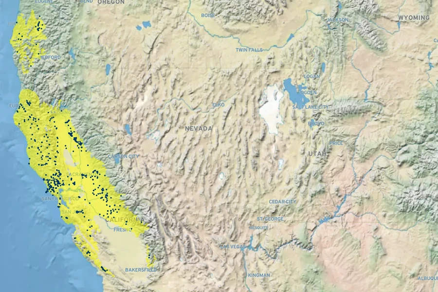 Limnanthes douglasii Native Range