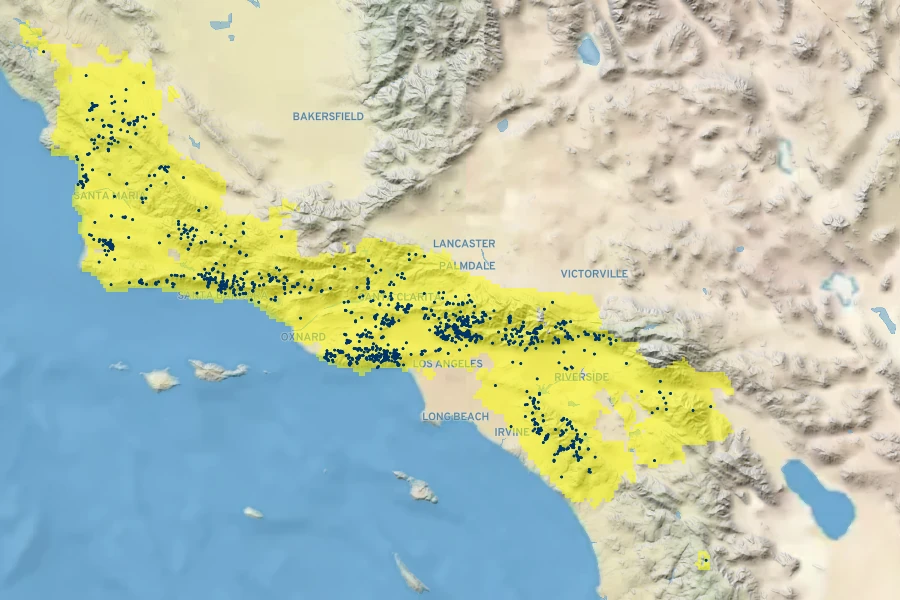 Linanthus californicus Native Range