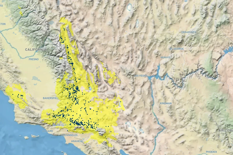 Linanthus parryae Native Range