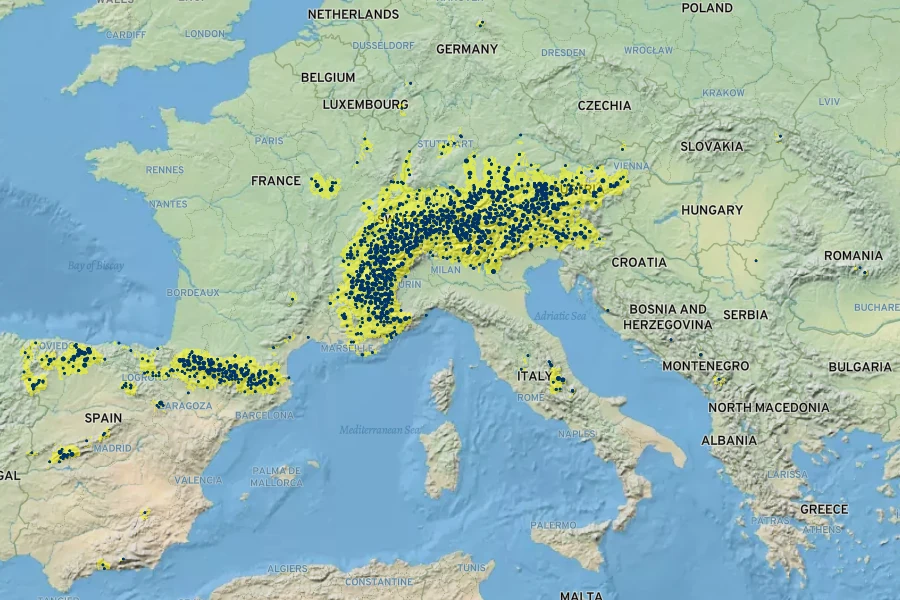 Linaria alpina Native Range