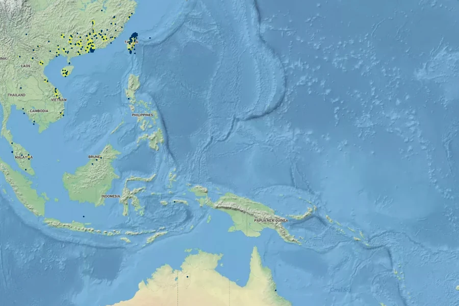 Lindsaea orbiculata Native Range