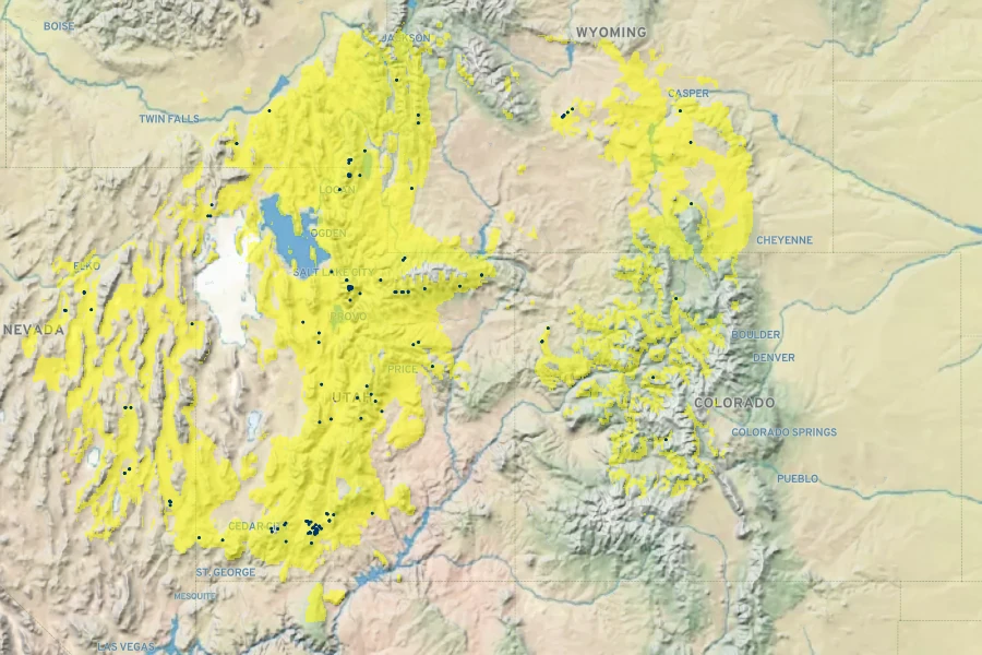 Linum kingii Native Range