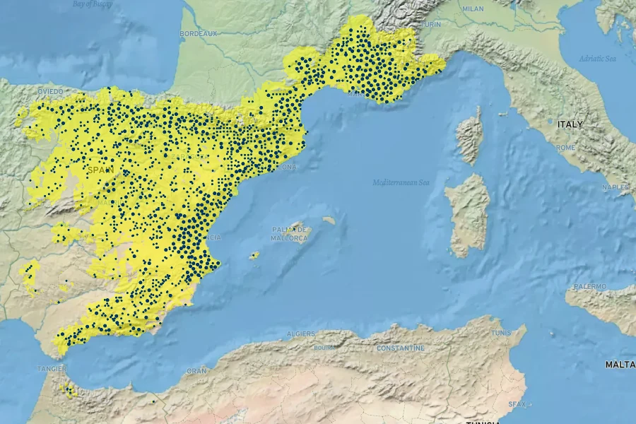 Linum narbonense Native Range